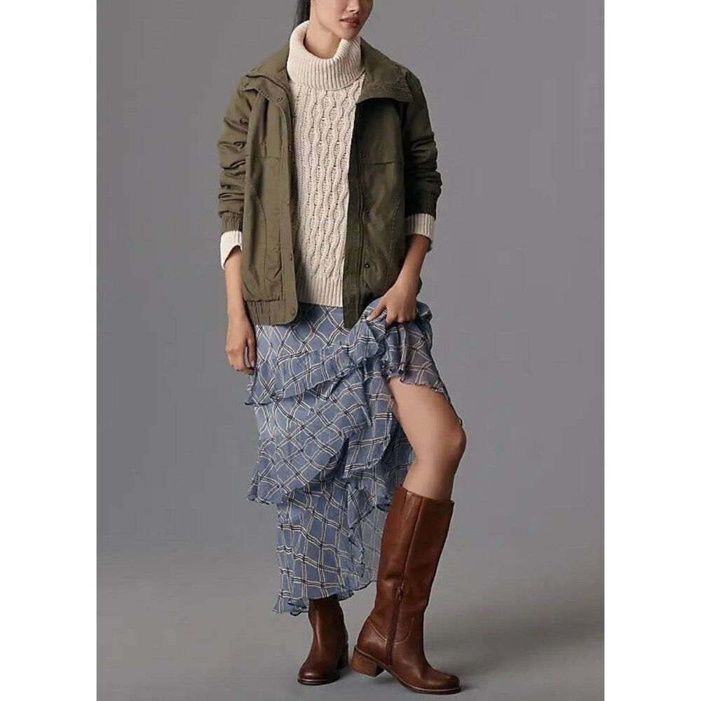 Anthropologie Pilcro Oversized Bomber Jacket Womens XL Moss Green Boho Lined NWT - Picture 3 of 14